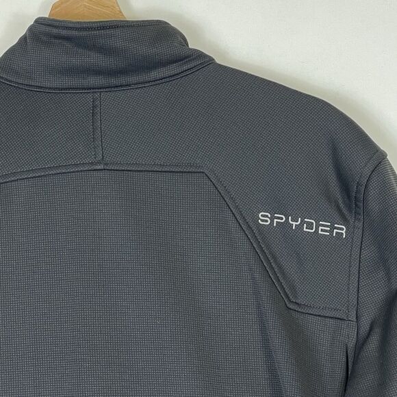Spyder Grey Blue Softshell Microfleece Lined Zip Up Windbreaker Jacket Men Large - Picture 6 of 7